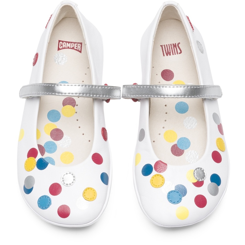 Camper Twins Polia Dot Ballerina Ballet Flats Leather White Red Bottoms 32 1